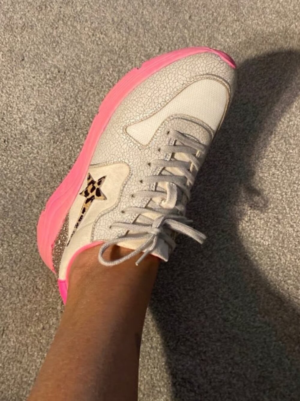 Mi.iM Sparkle Platform Pink Cheetah Glitter athletic Shoes women’s size 9